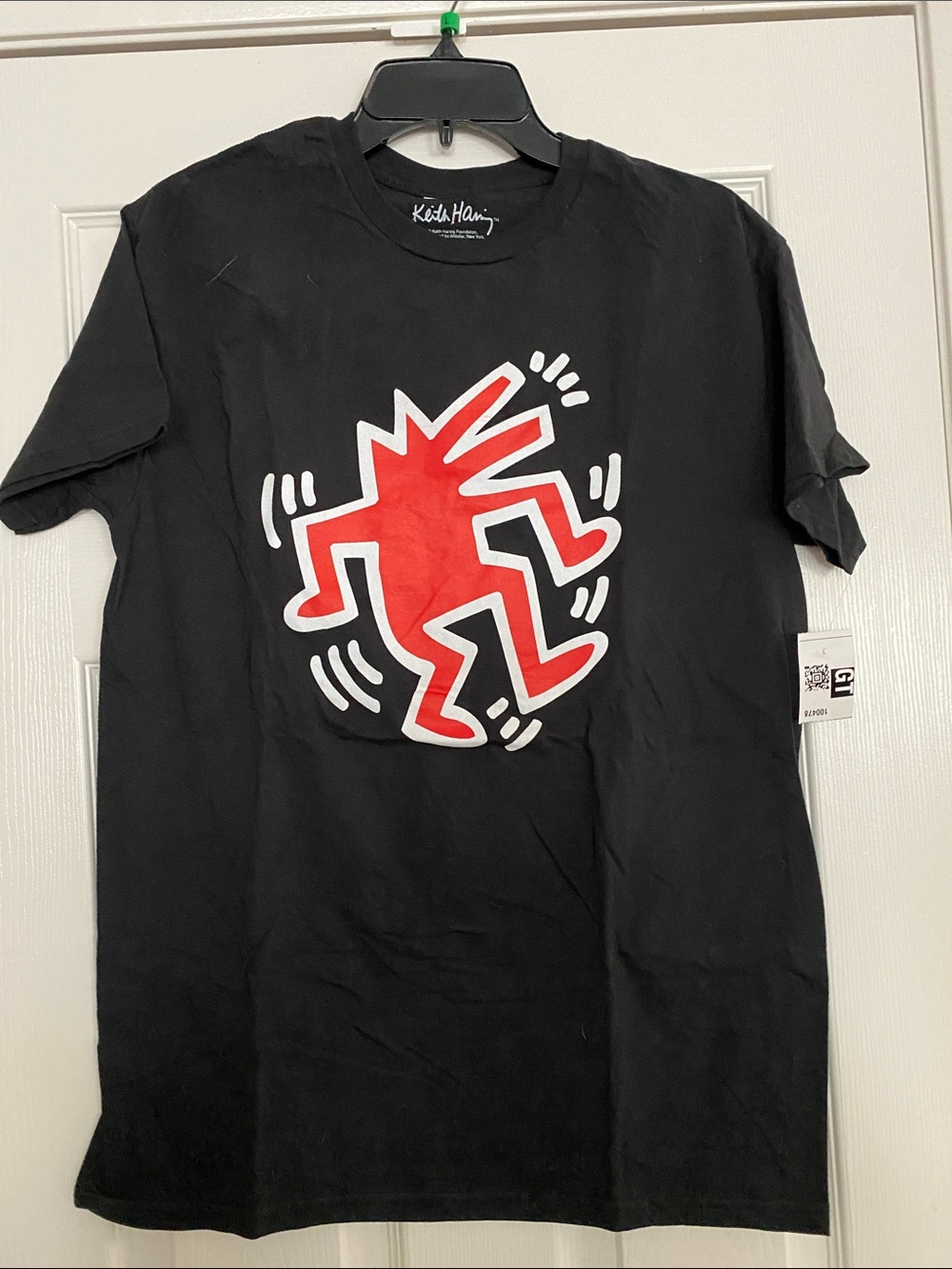 Keith Haring Men's Black Graphic Tee with Red Logo